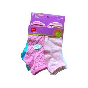 NEW - Hanes Girls Ankle Socks - 6 Pack